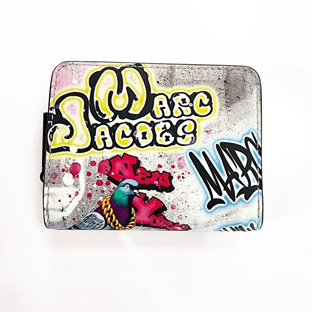 Latest Marc Jacobs Graffiti Print Compact Bi-Fold Wallet with Coin Pocket