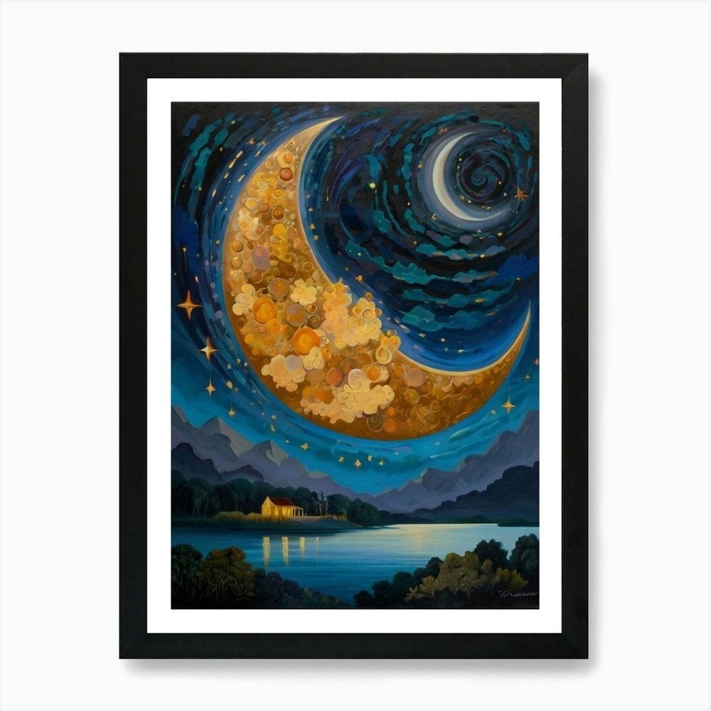 Moon And Stars 18 Art Print Framed Wall Art Poster Canvas Print Picture