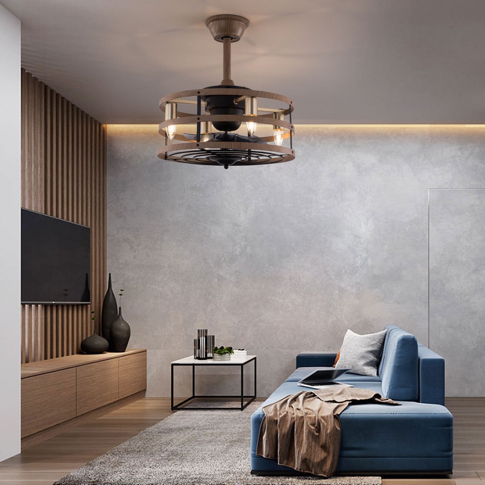 Bladeless Modern Farmhouse Ceiling Fan Light Remote Control 60W Max