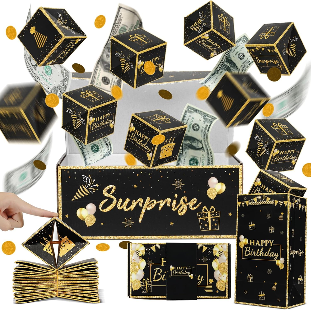 Birthday Surprise Gift Box Explosion for Money, Exploding Money Gift Box for Cas