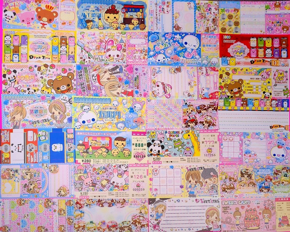 30-piece kawaii Bill/Coupon style Loose memo sheets in size Large . All...-image