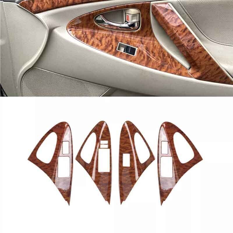Door Window Brown Wood Cover Trim Switch Lift Covers For Toyota Camry 2007-2011