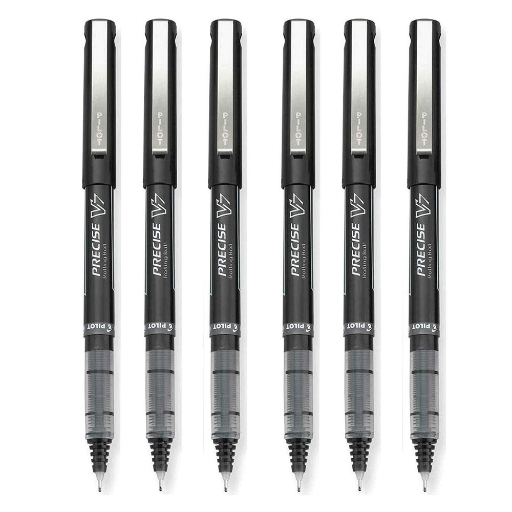 Pilot Precise V7 Stick Rolling Ball Pens Fine Point, Black Ink, 6 Pack