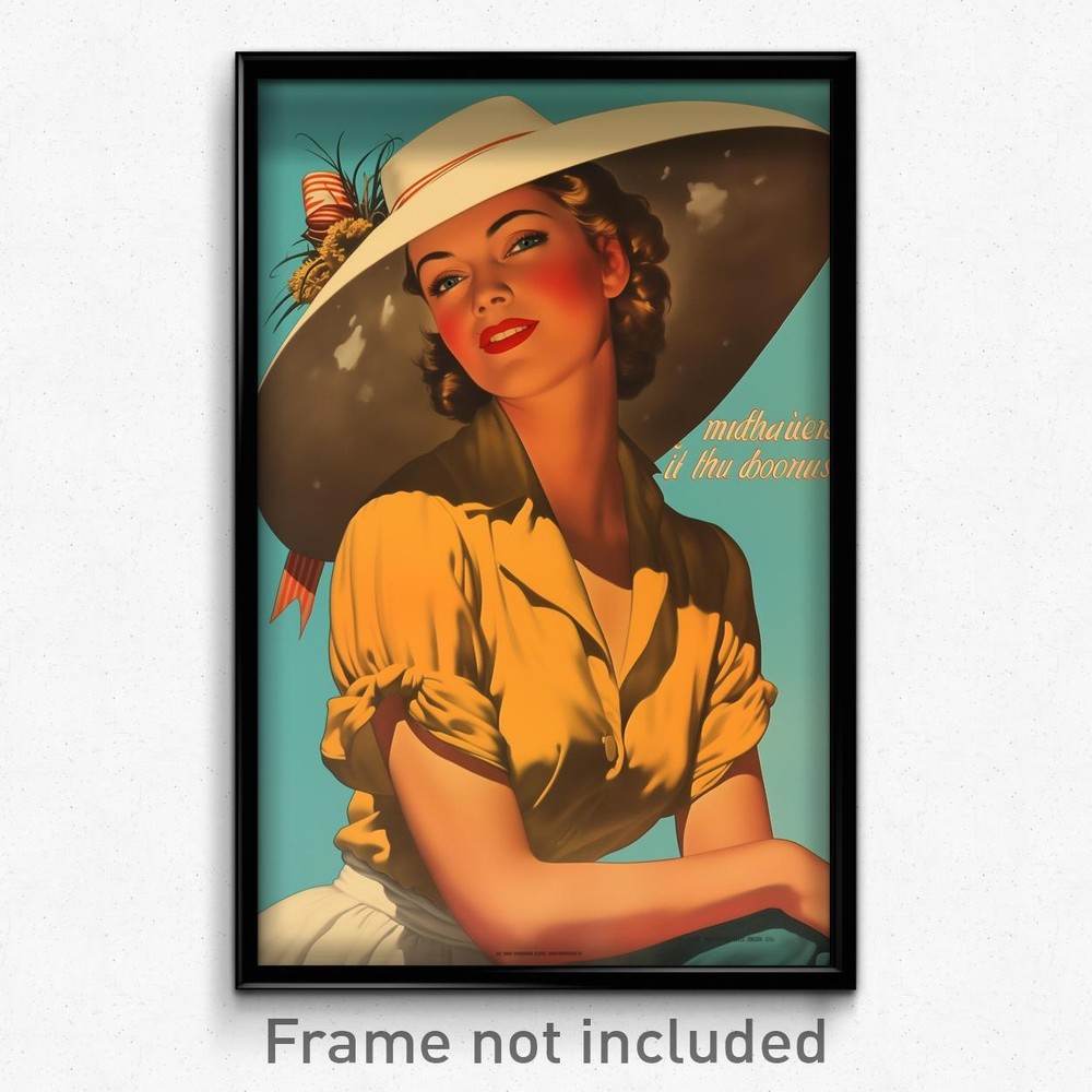 Vintage German Movie Poster Art Print - Woman in Zesty Hat Feeling Self Care