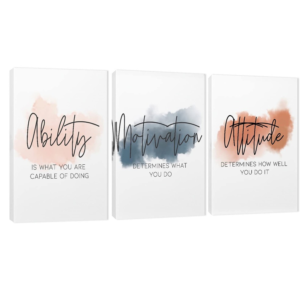 3 Piece Inspirational Canvas Wall Art, Quotes Motivational Mindset Print Pict...