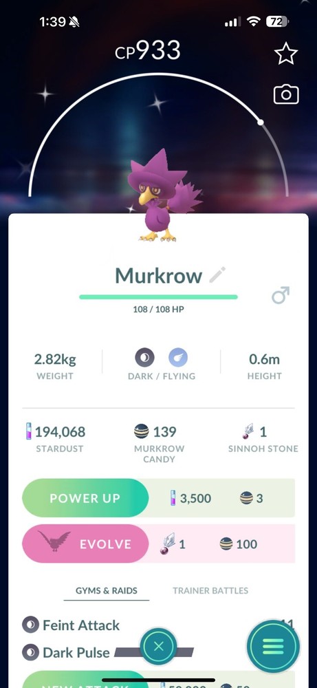 Pokemon GO - Shiny Murkrow | Registered or 30 Days Friendship Bonus !!