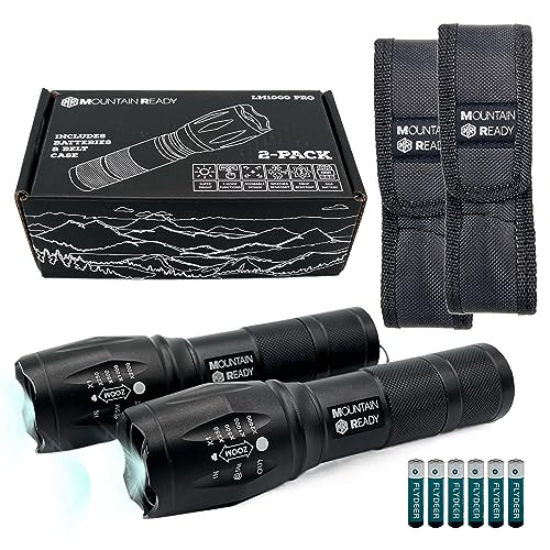 LED Flashlight – Bright, Zoomable, High Lumen 5-Mode Tactical Flashlight – AA...