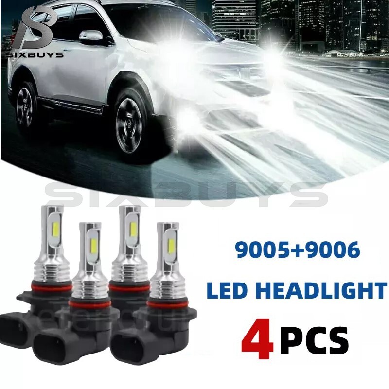 9006 9005 LED Headlight KIT Combo Bulbs 6000K High Low Beam Super Bright White