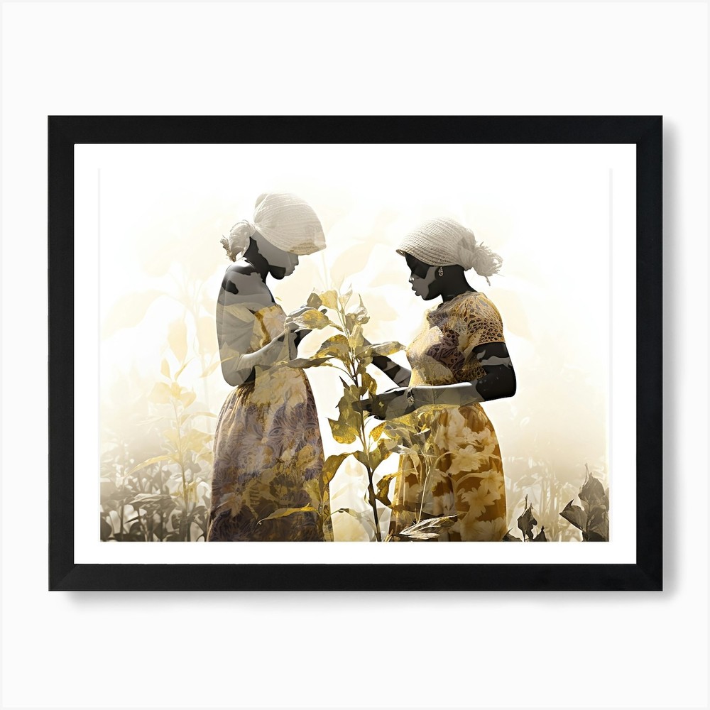 Two Women In A Field Art Print Framed Wall Art Poster Canvas Print Picture