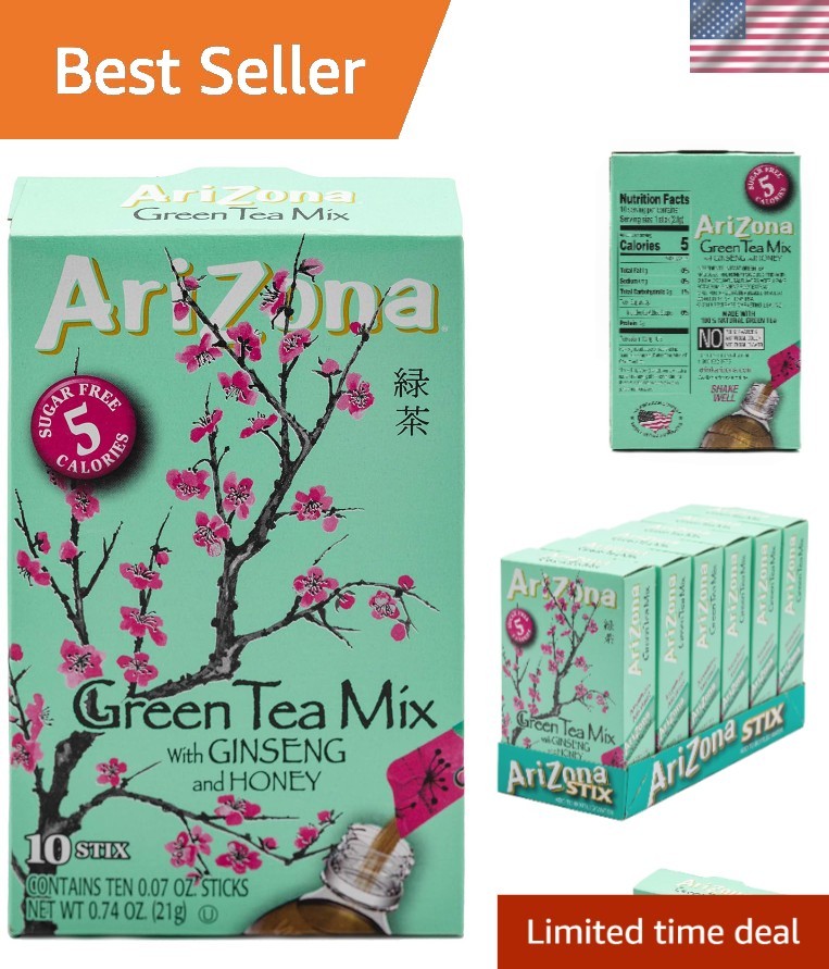 Sugar-Free Low Calorie Green Tea Ginseng Iced Tea Stix 60 Count