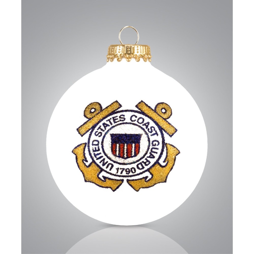 US Coast Guard Christmas Glass Ornament Made in USA USCG Decoration Patriotic