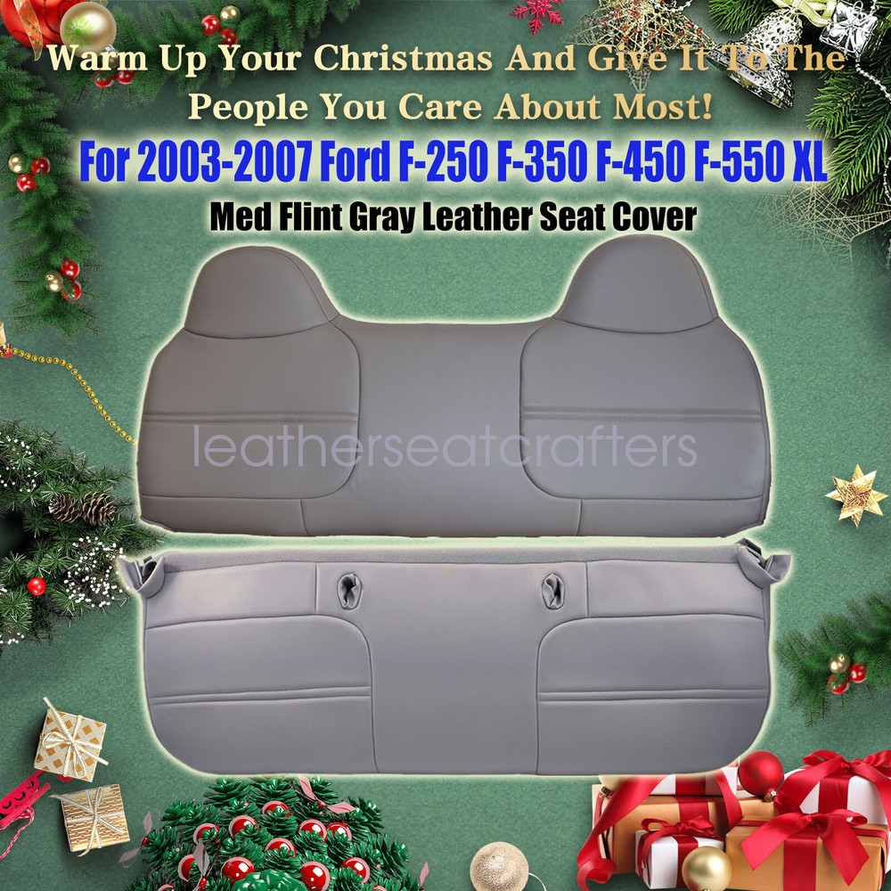 For 2003-2007 Ford F250 F350 F450 F550 XL Full Bench Bottom-Top Seat Cover Gray