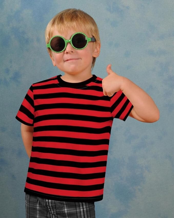 Kids Striped T Shirt, Boys Girls Short Sleeve T-Shirts, Crewneck Tee for Kids