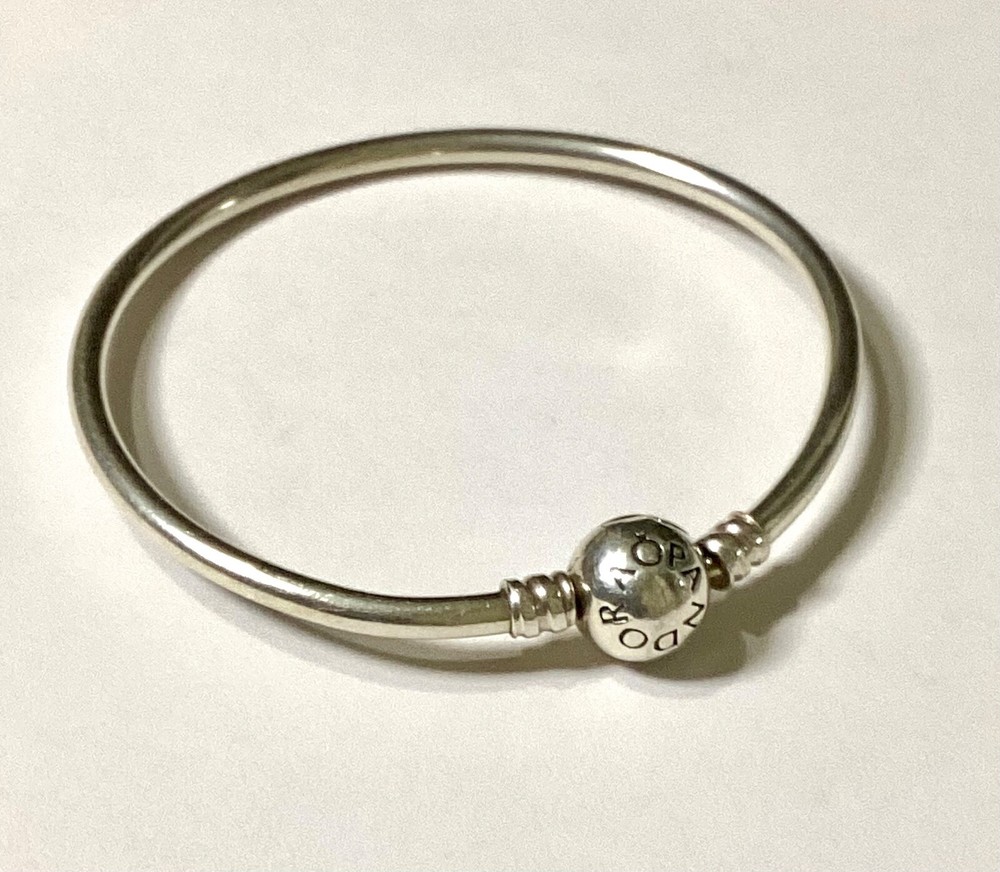 Pandora Silver Ball Clasp Bangle Bracelet S925 ALE 5.5cm