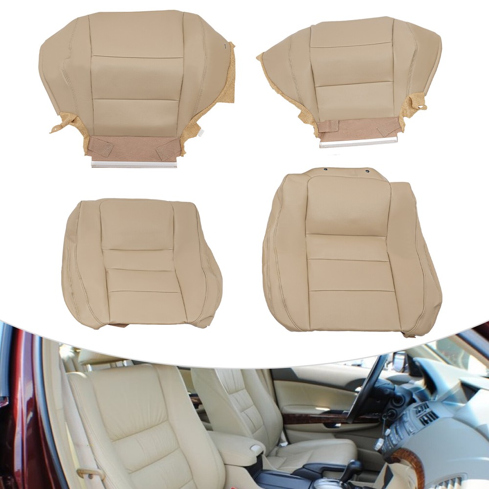 For 2008-2012 Honda Accord Bottom Top Leather Seat Cover,Dark Brown/Black Cover