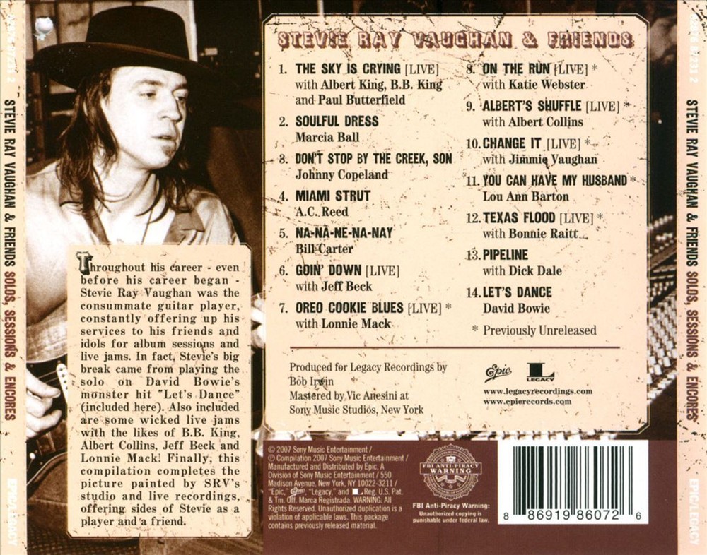 STEVIE RAY VAUGHAN SOLOS, SESSIONS & ENCORES NEW CD