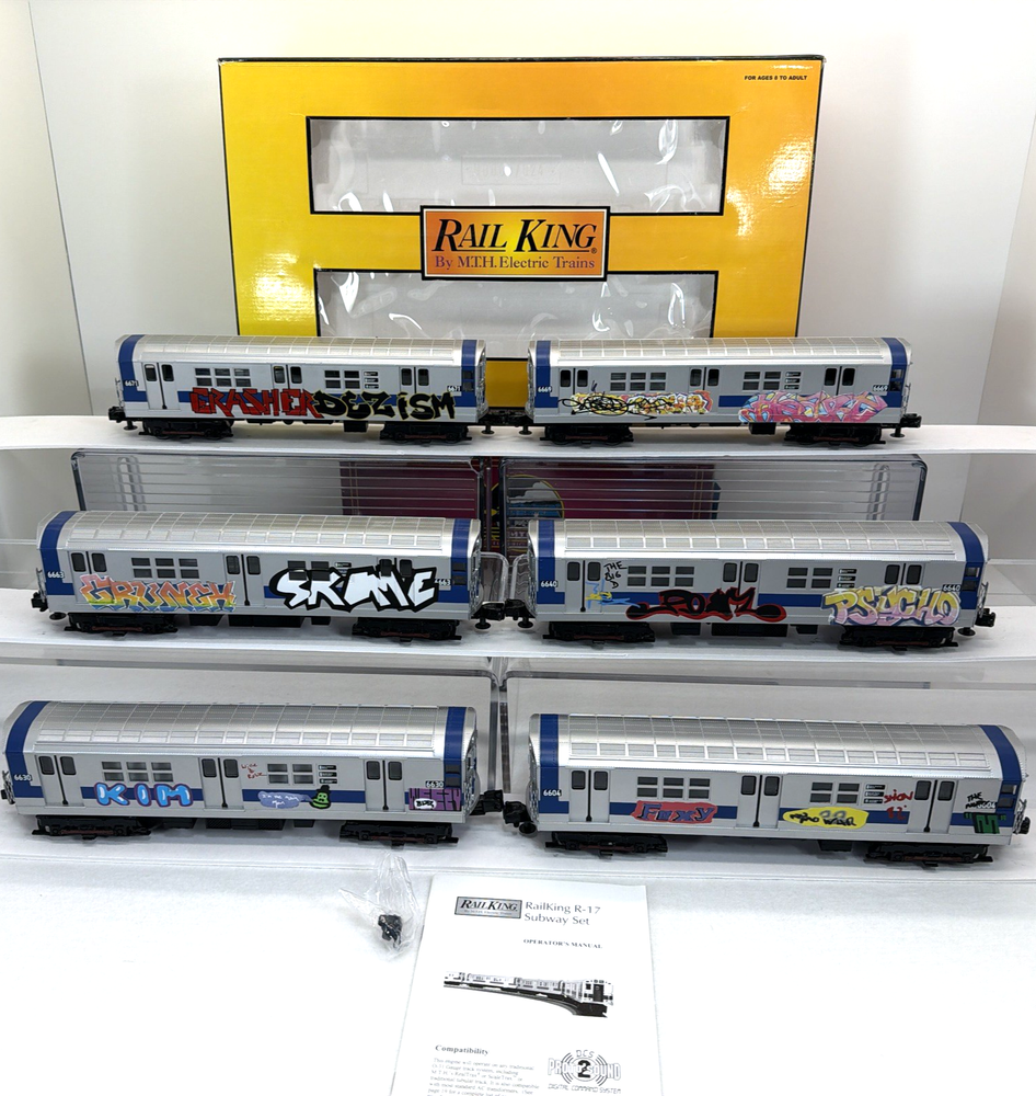 MTH RailKing 30-2391-1 Graffiti R-17 6-Car Subway Set PS.2 Used O Gauge New York