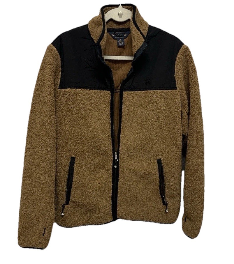 Brooks Brothers Men's Sherpa Fleece Jacket Size Medium OUTDOOR TRAVEL Cozy Warm
