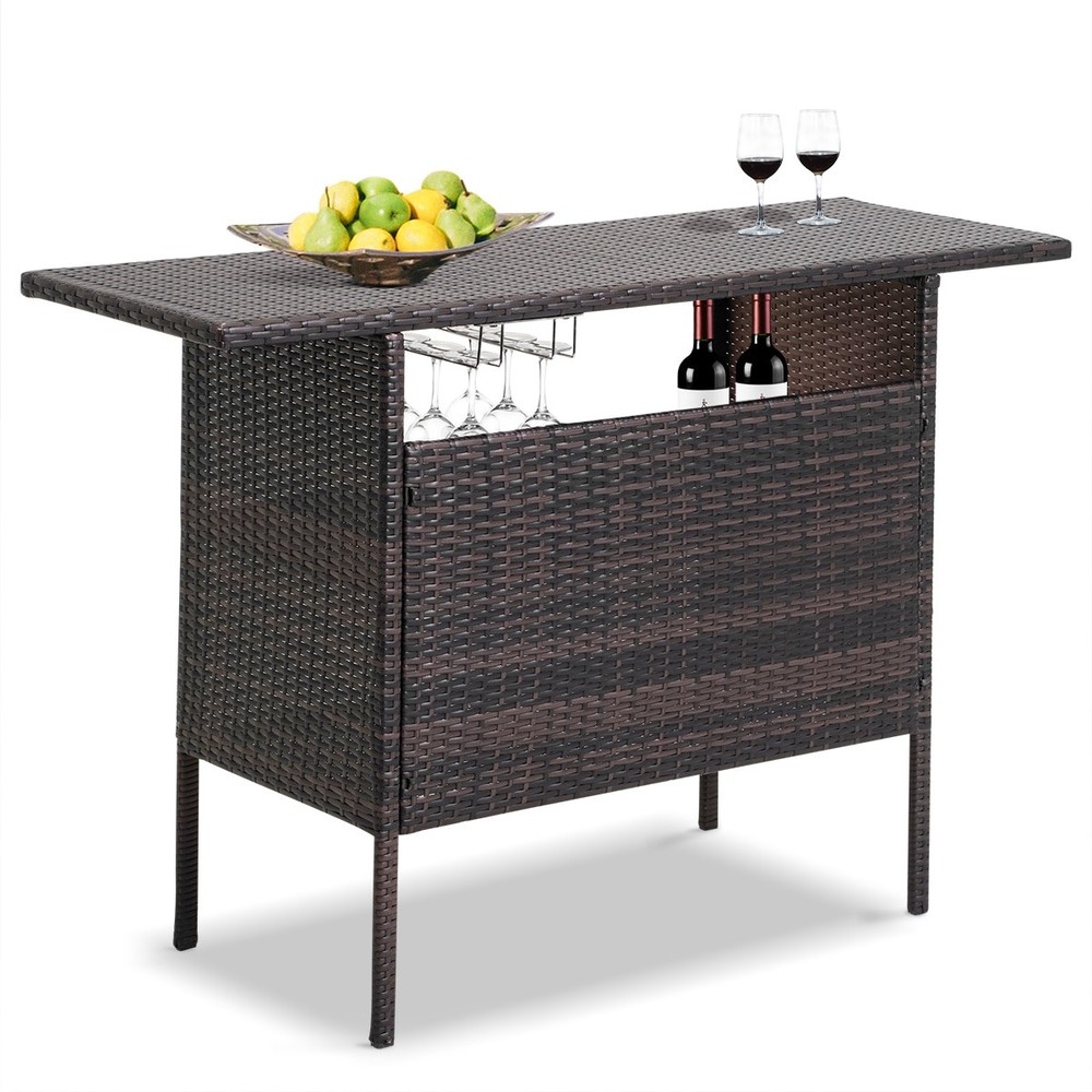 Outdoor Patio Rattan Bar Counter Table