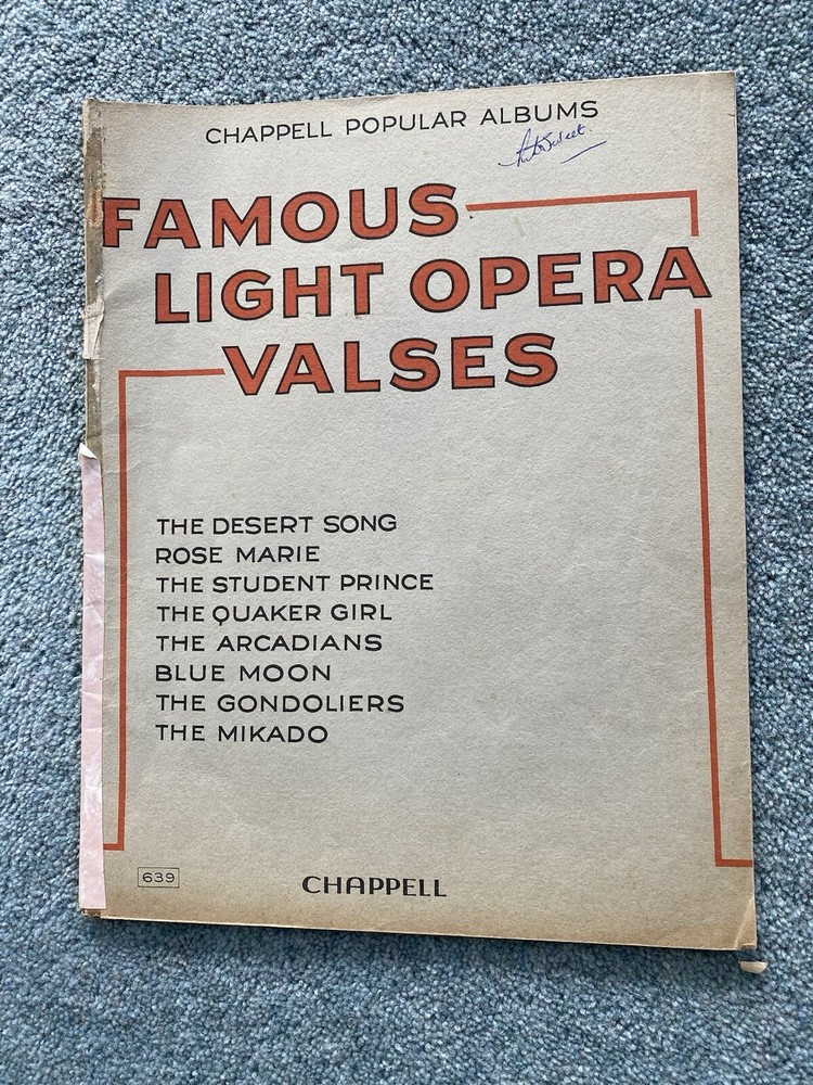 Chappell Famous Light Opera Valses Vintage Musical Score