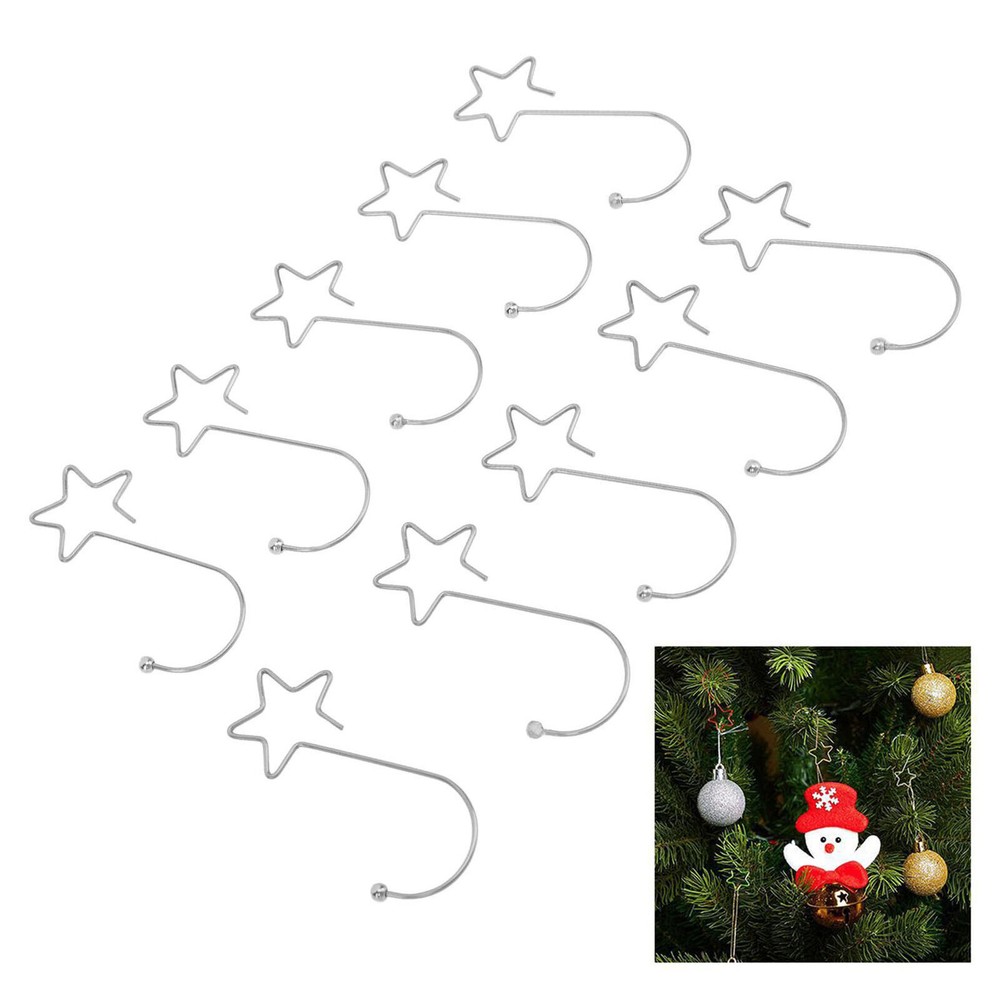 120pcs Star Shaped Christmas Tree Hooks - Durable Stainless Steel Ornament Hangers