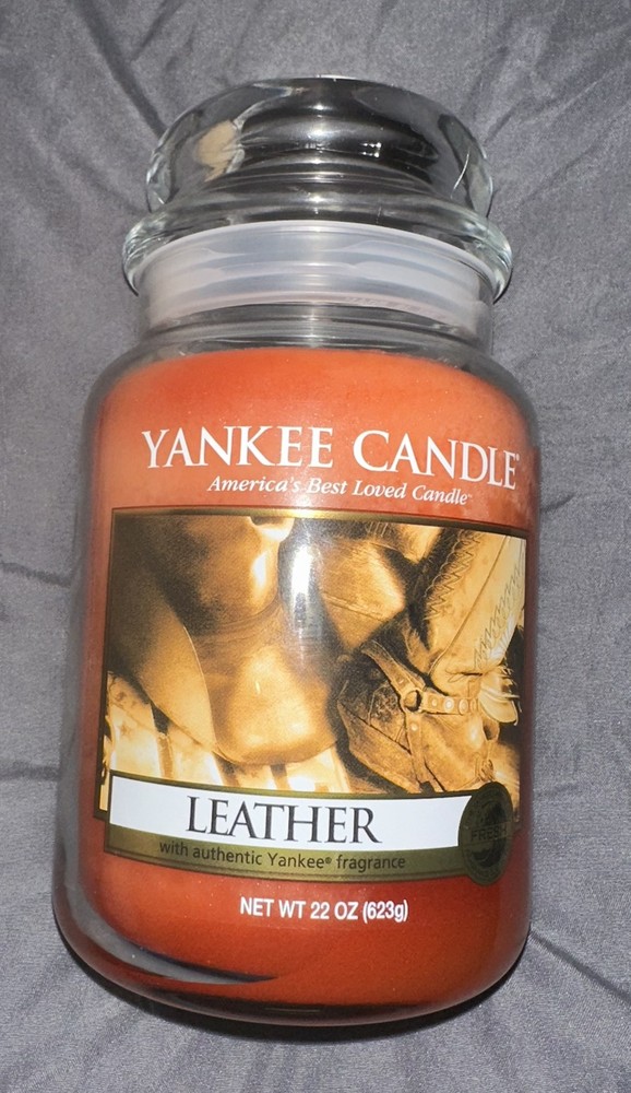 Yankee Candle Retired Leather Scent Large 22 Oz Jar Brand New