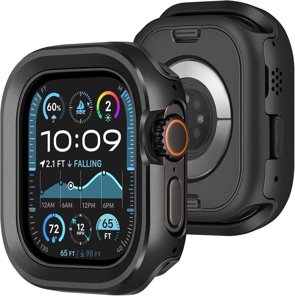 Amizee 2 in 1 Metal Rugged Case Compatible with Apple Watch Ultra 2/Ultra Case 4