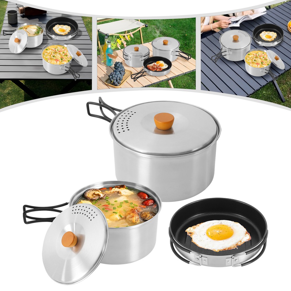 Portable Outdoor Camping Cookware Backpacking Hiking Cooking Pot Pans Equipment