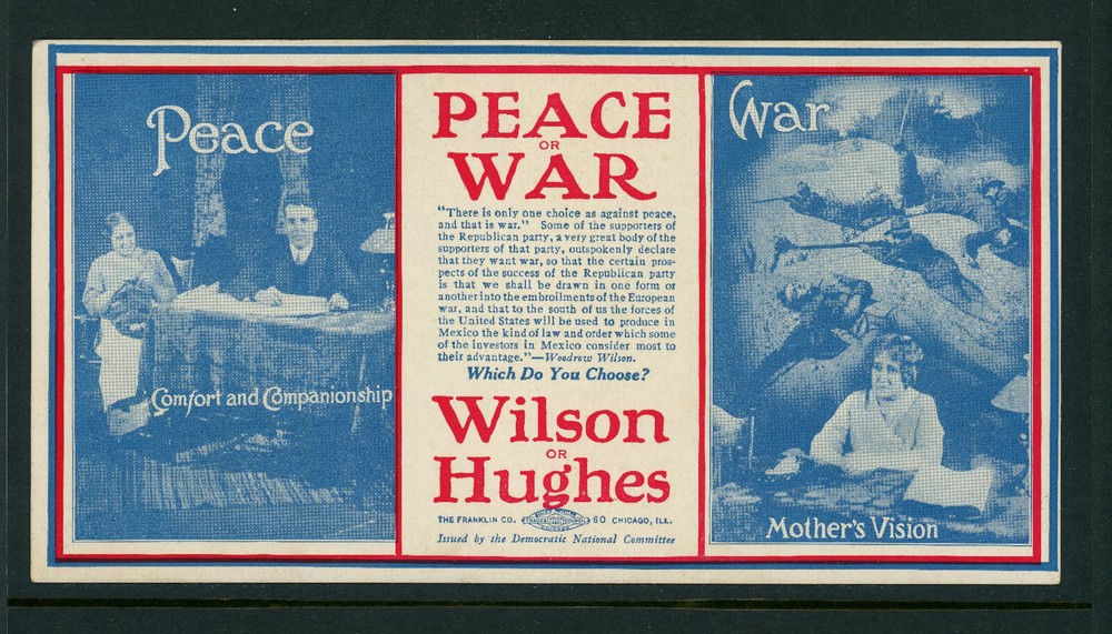 1916 WWI Vote for Hughes or Wilson Advertisement Democratic National Committee