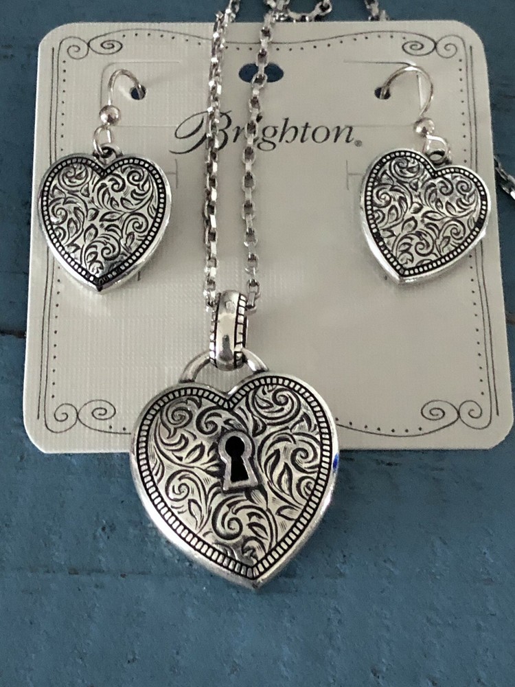 Brighton Romanza Heart Necklace French Wire Earrings Set~William Morris Insp NWT