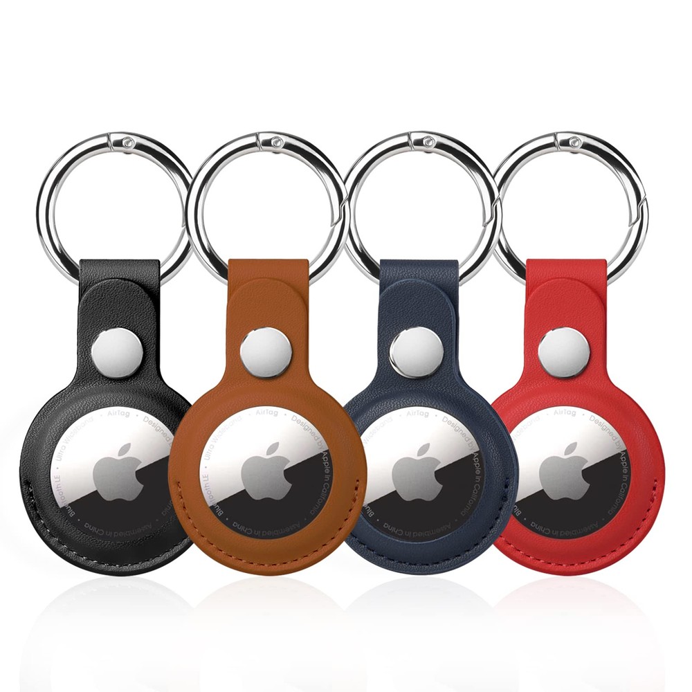 4 Pack PU Leather Apple Airtag Keychain Holder Case for Air Tags