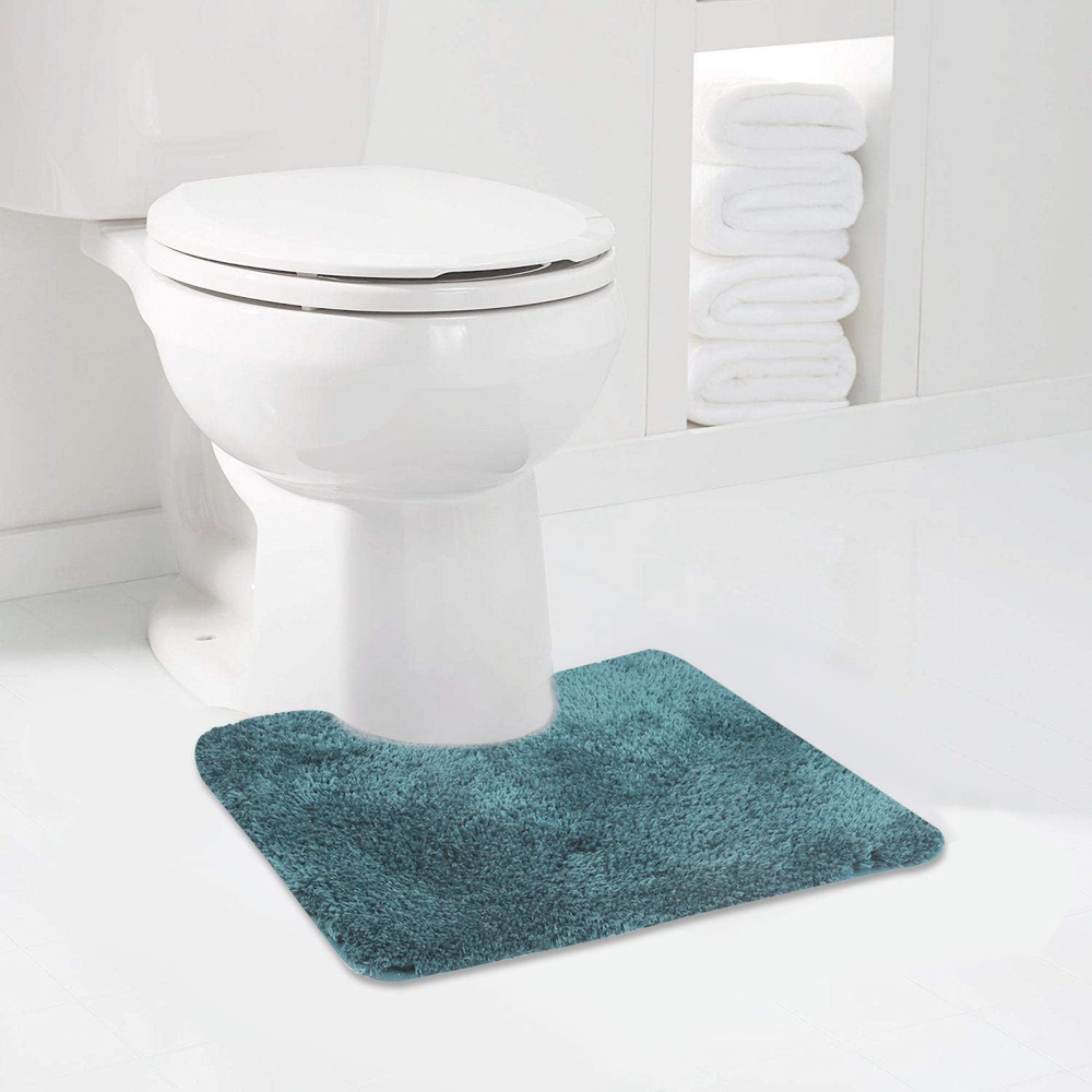 Soft Non-Slip Teal Contour Bath Mat 20x24 Inches