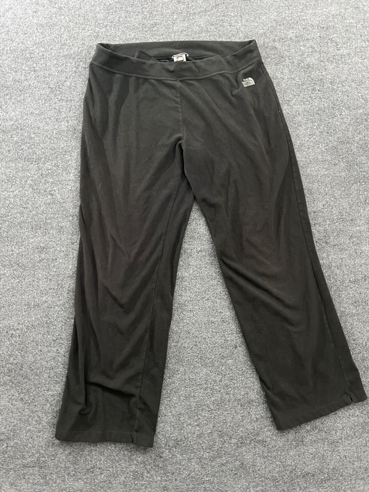 North Face Womens TKA 100 Fleece Sweatpants XL Black Wide Leg Activewear