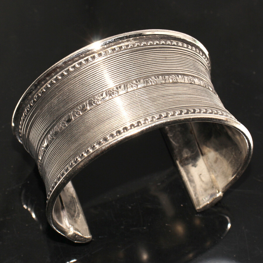 56gms Bratara Lata 925 Silver Plated Vintage Cuff Bangle FreeSize JW