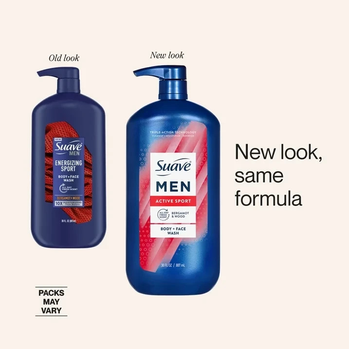 Suave Men Body & Face Wash, Energizing Sport, Bergamot & Wood, 30 oz - Free Ship