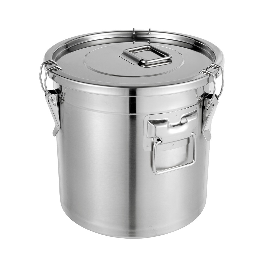21L Airtight Rice Bucket Stainless Steel Canister Food Storage Container w/ Lid