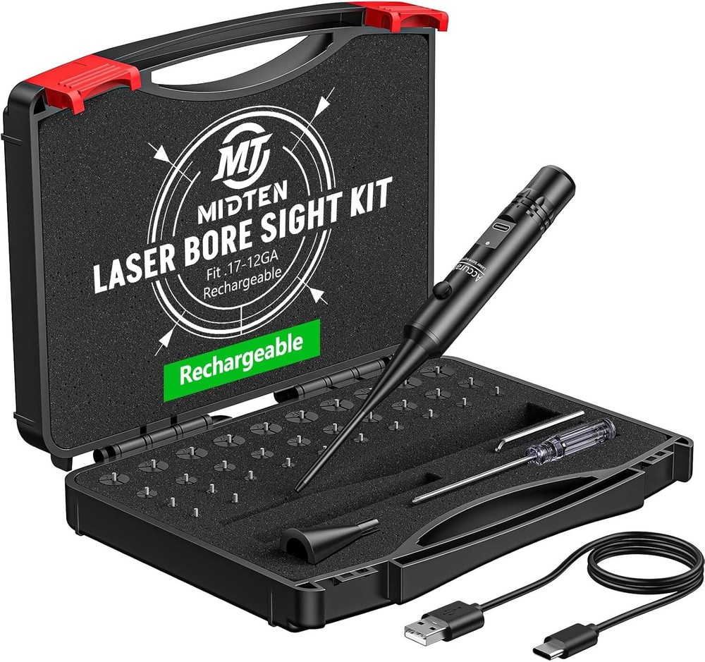 MidTen Rechargeable Laser Bore Sight Kit, Professional Red/Green Laser Bore Sigh