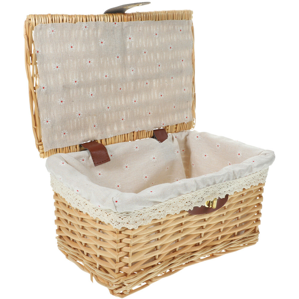 Lidded Wicker Tote Bins for Storage and Sundries Organization