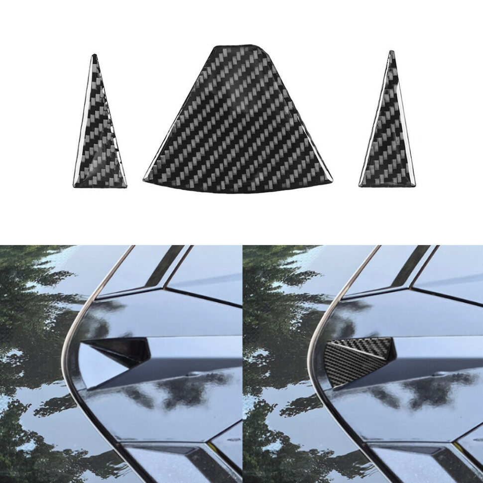 3x Real Carbon Fiber Car Rear Camera Triangle Sticker Trim For Corvette C8 20-24