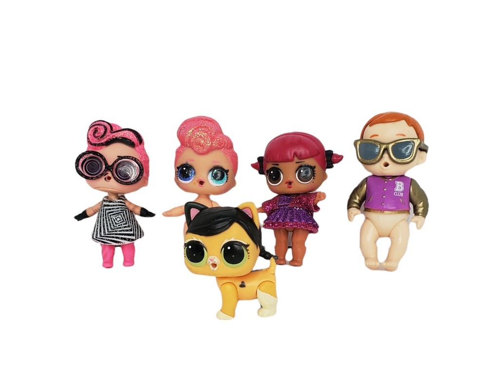 LOL Surprise Doll Lot of 5 Dolls Glitter Bubble Includes Cat
