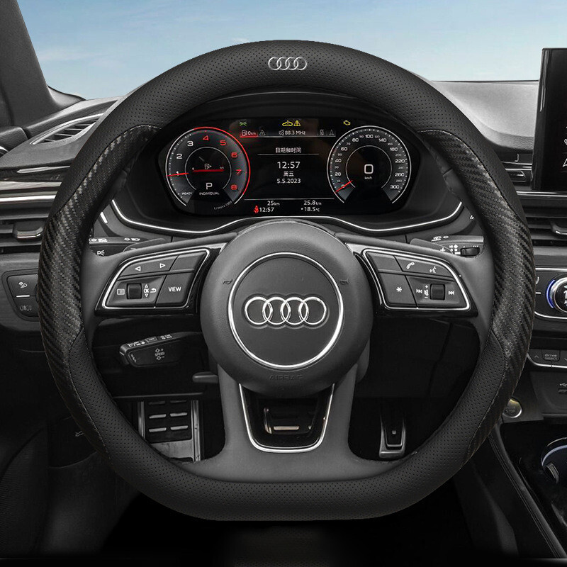 For Audi Steering Wheel Cover Leather Car Accessories 15
