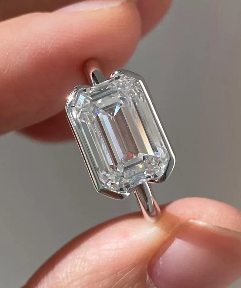 5.15 Ct Treated  White Diamond Solitaire Ring In 925 Silver. Certified