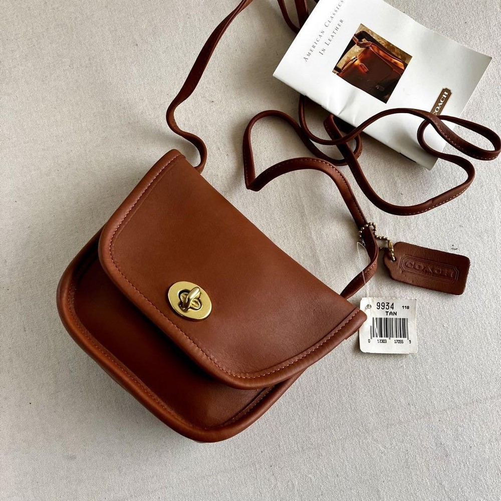 Vintage 90s Coach Everett Brown Leather Crossbody Bag Rare Authentic