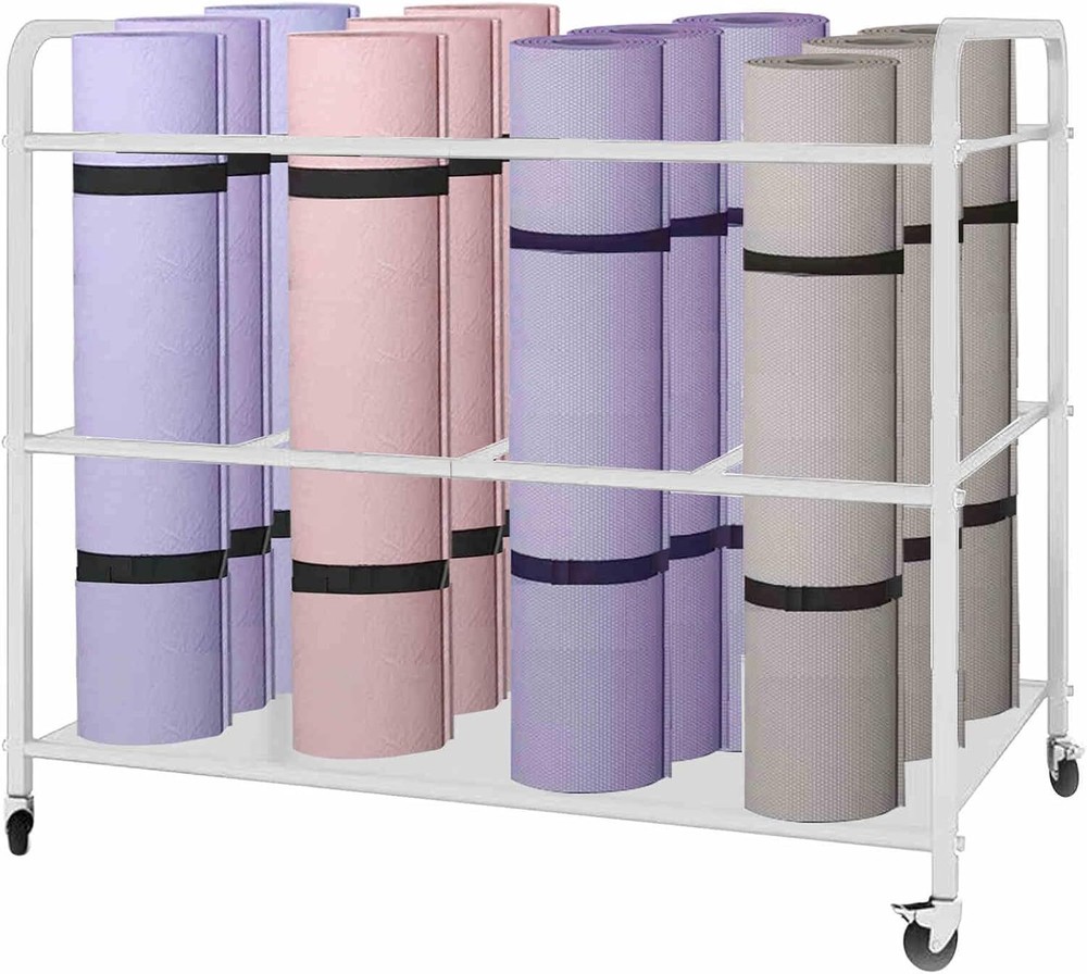 Yoga Mat Storage Rack Basket Workout Equipment Home Gym Storage Rack