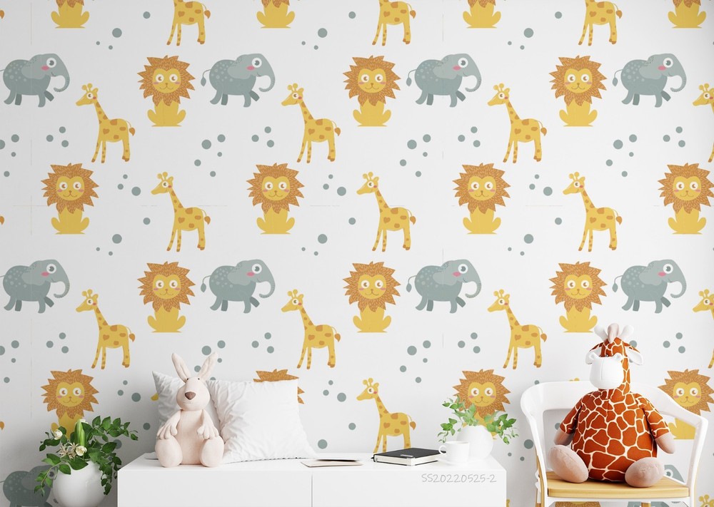 3D Lion Giraffe Elephant Pattern Wall Murals Wallpaper Murals Wall Sticker