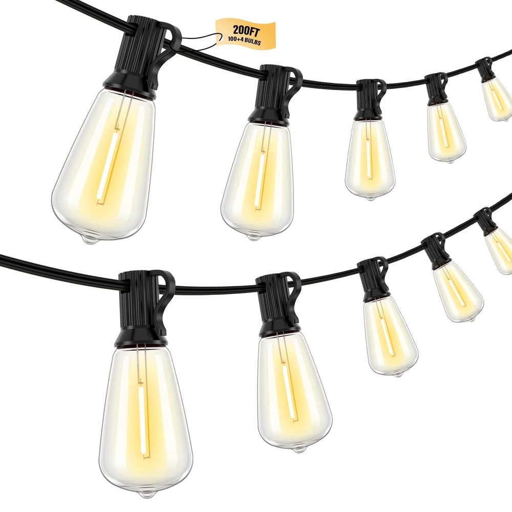 200FT Warm White 2700K Waterproof LED Outdoor String Lights for Patio