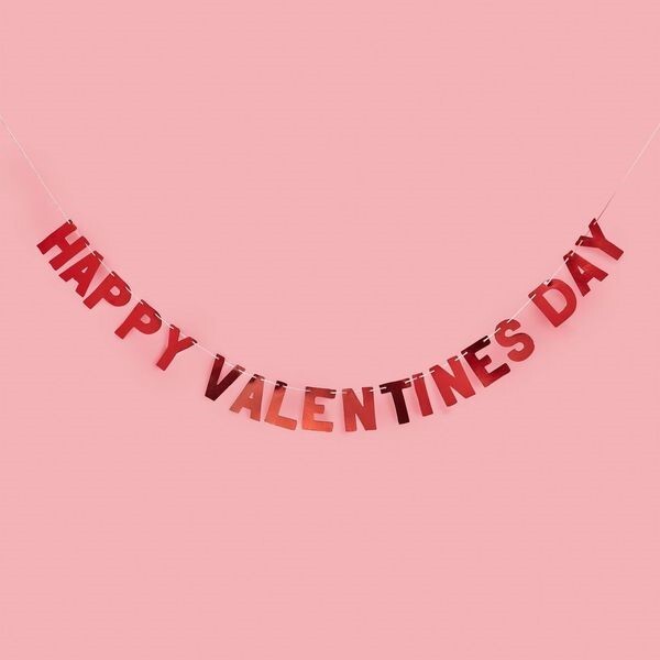 Happy Valentines Day Banner Bunting Garland Party Decoration 2m Red Foil Letters