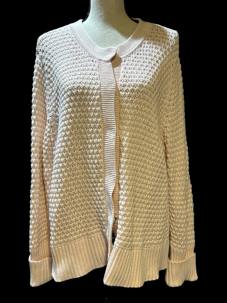 Tommy Hilfiger Vintage Pink Chunky Knit Snap Sweater Comfy Plus Size 2XL