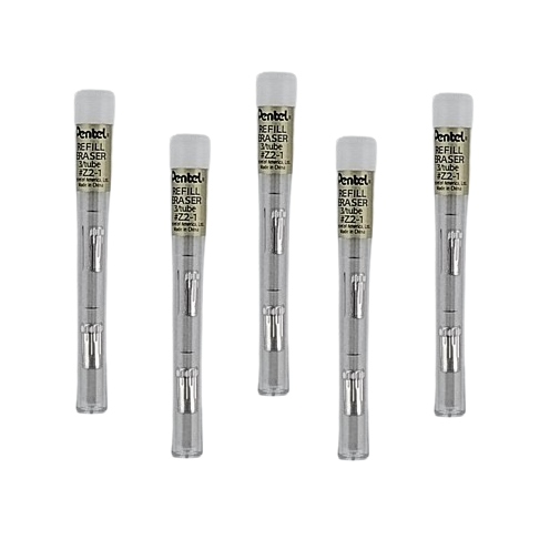 NEW 5-Pack (15 Pieces) Pentel Z2-1 Mechanical Pencil Eraser Refills 3/Tube White