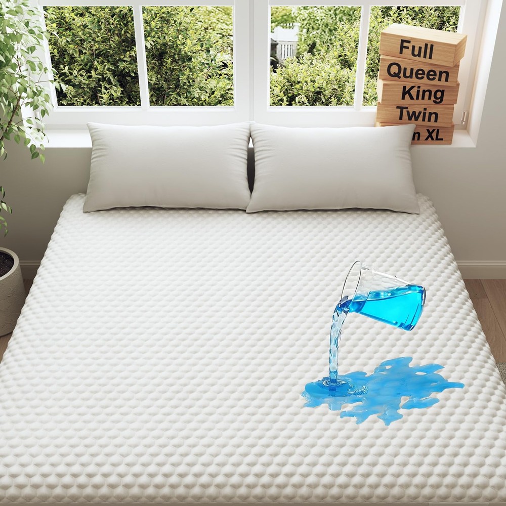 100% Waterproof Mattress Protector, Full Size Mattress Pad, Fits 6